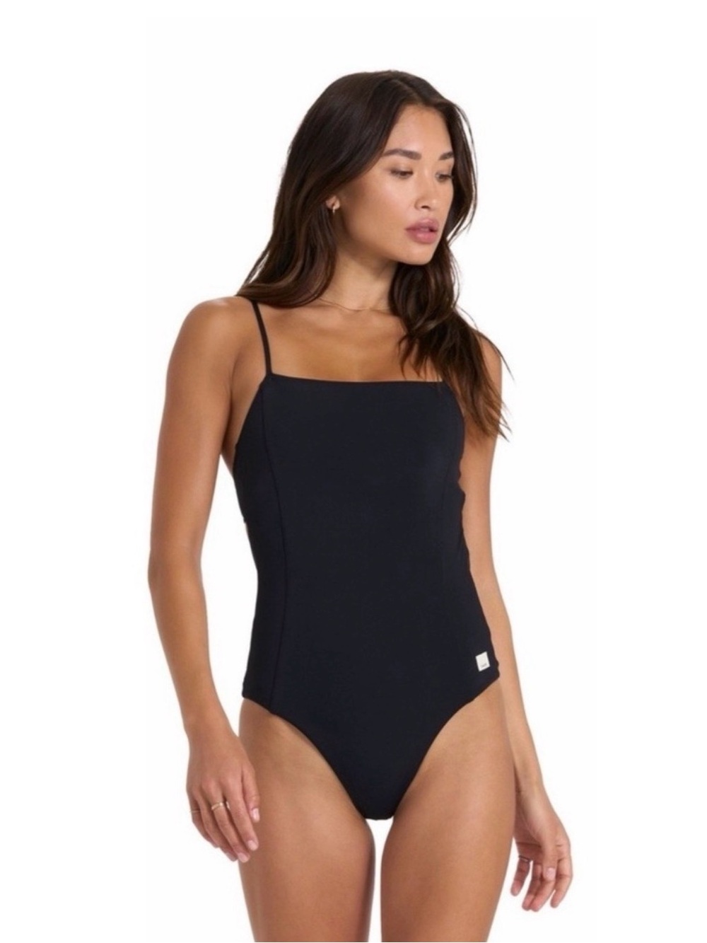 Vuori Black Square-Neck One-Piece Swimsuit